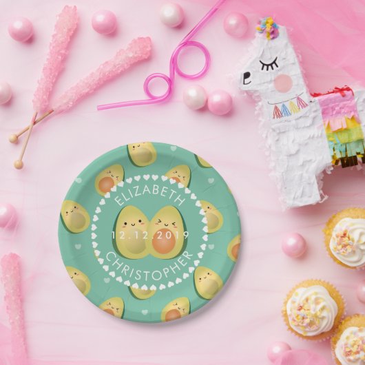 Modern Whimsical Funny Avocados Cute Wedding Party Papieren Bordje (Feest)