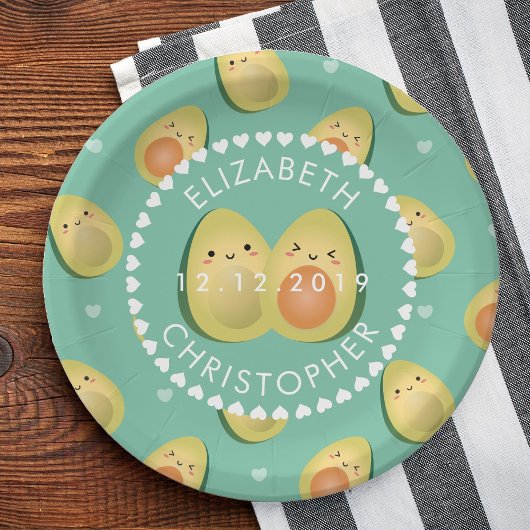 Modern Whimsical Funny Avocados Cute Wedding Party Papieren Bordje