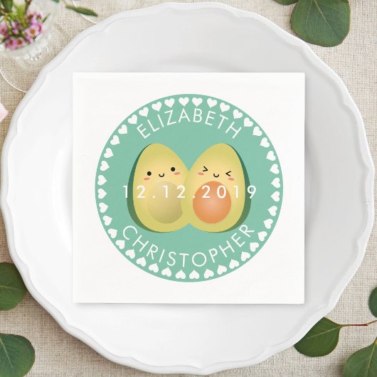 Modern Whimsical Funny Avocados Cute Wedding Party Servet