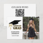 Modern Whimsical Gold Black Graduation Cap Informatiekaartje (Voorkant / Achterkant)