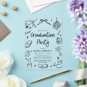 Modern Whimsical Hand Drawn Bow Graduation Party Acryl Uitnodigingen (Insitu (Huwelijk))