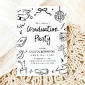 Modern Whimsical Hand Drawn Bow Graduation Party  Kaart