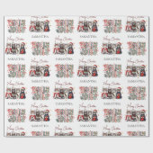 Modern Whimsical Holly Jolly Christmas Name  Cadeaupapier (Vlak)