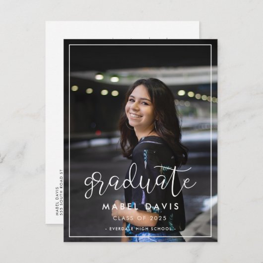 Modern whimsical Photo afstuderen Briefkaart (Voorkant / Achterkant)