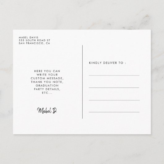 Modern whimsical Photo afstuderen Briefkaart (Achterkant)