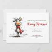 Modern whimsical reindeer Christmas greeting card Feestdagenkaart (Voorkant)