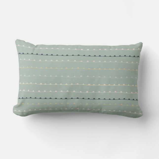 Modern Whimsical Stripes Navy Pastel Seafoam Green Buitenkussen (Voorkant)