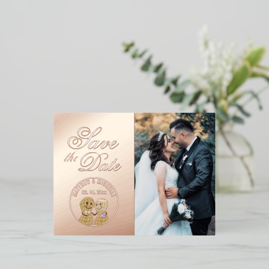 Modern Whimsical Wedding Afbeelding sparen de datu Folie Uitnodiging Briefkaart (Staand Voorkant)