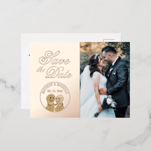 Modern Whimsical Wedding Afbeelding sparen de datu Folie Uitnodiging Briefkaart (Voorkant / Achterkant)