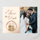 Modern Whimsical Wedding Afbeelding sparen de datu Folie Uitnodiging Briefkaart (Voorkant)