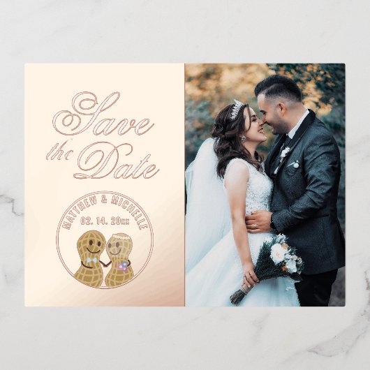 Modern Whimsical Wedding Afbeelding sparen de datu Folie Uitnodiging Briefkaart (Voorkant)