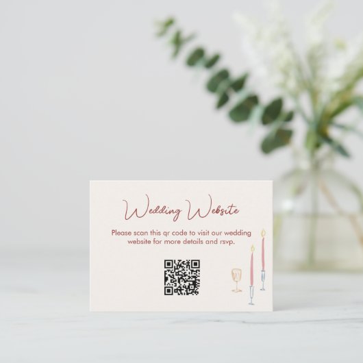 modern whimsical Wedding Website QR Code Enclosure Informatiekaartje (Staand voorkant)