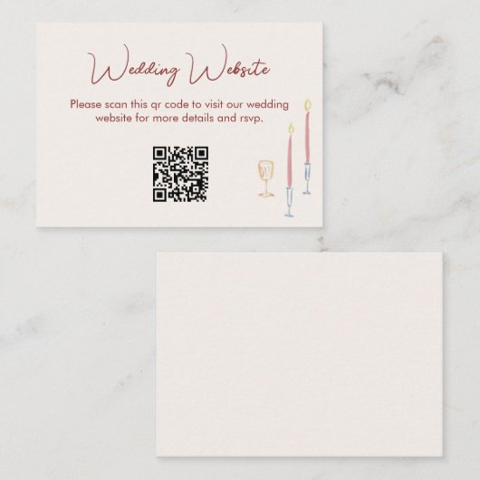 modern whimsical Wedding Website QR Code Enclosure Informatiekaartje (Voorkant / Achterkant)