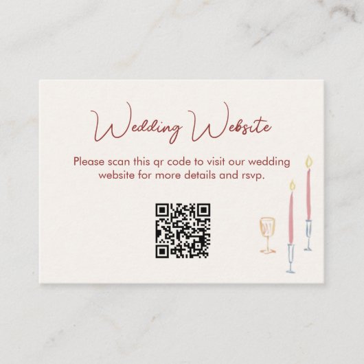 modern whimsical Wedding Website QR Code Enclosure Informatiekaartje (Voorkant)