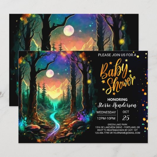 Modern Whimsical Woodland Baby shower Kaart (Voorkant / Achterkant)