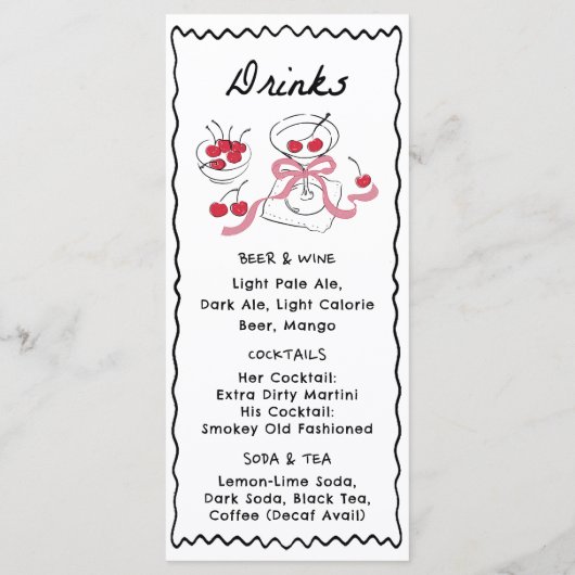 Modern & Whimsisch Handgetekend Diner & Dranken Menu (Achterkant)