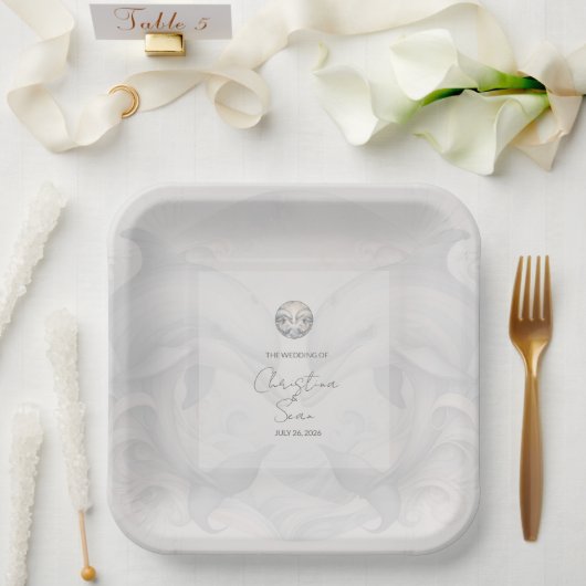 Modern Whimsy Dolphin Trouwpapier Bord (Huwelijk)