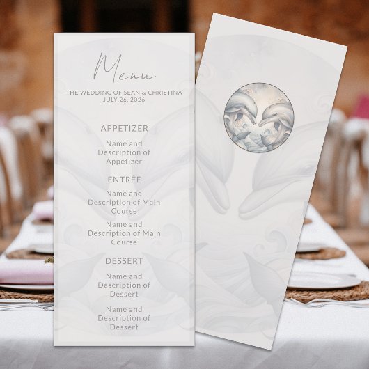 Modern Whimsy Dolphin Wedding Menu