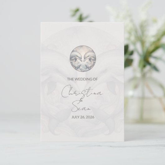 Modern Whimsy Dolphin Wedding RSVP Response Kaart (Staand voorkant)