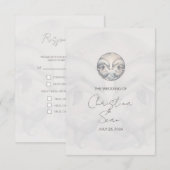 Modern Whimsy Dolphin Wedding RSVP Response Kaart (Voorkant / Achterkant)