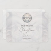 Modern Whimsy Dolphin Wedding Save The Date Kaart (Voorkant / Achterkant)