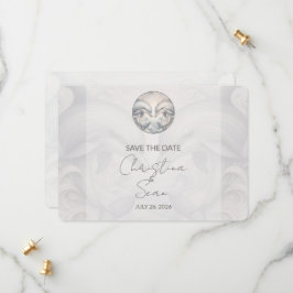 Modern Whimsy Dolphin Wedding Save The Date Kaart