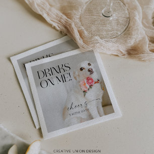 Modern Whimsy Drink op mij Foto Huisdier bruiloft Servet