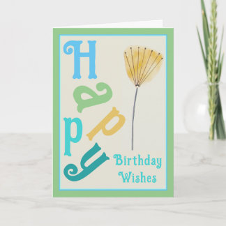 Modern Whimsy Flower Happy Birthday Card Kaart