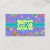 Modern Whimsy Lavender Butterfly Monogram Visitekaartje (Voorkant)