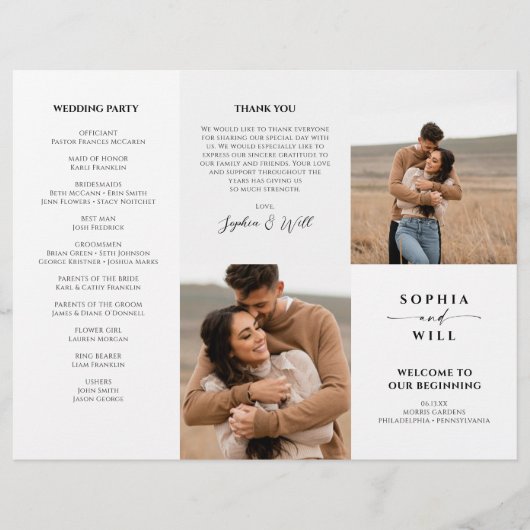 Modern Whimsy Trifold Wedding Programma Flyer (Voorkant)