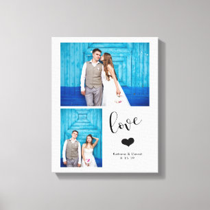 Modern Whimsy Twee foto-bruiloft Canvas Afdruk
