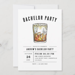 Modern Whiskey Glass Typography Bachelor Party in Kaart
