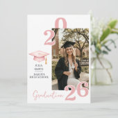 Modern White 4 Photo Graduation Invitation Kaart (Staand voorkant)
