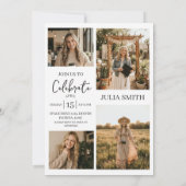 Modern White 4 Photo Graduation Invitation Kaart (Achterkant)