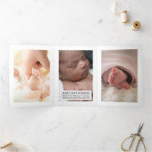 Modern White 6 foto collage Baby geboorte Drieluik Aankondiging (Binnen)