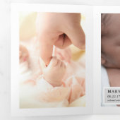 Modern White 6 foto collage Baby geboorte Drieluik Aankondiging (Binnenzijde eerst)
