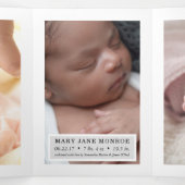 Modern White 6 foto collage Baby geboorte Drieluik Aankondiging (Binnenkant midden)