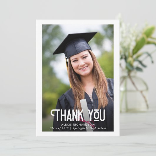 Modern White | Afstuderen Foto bedankt (Staand voorkant)