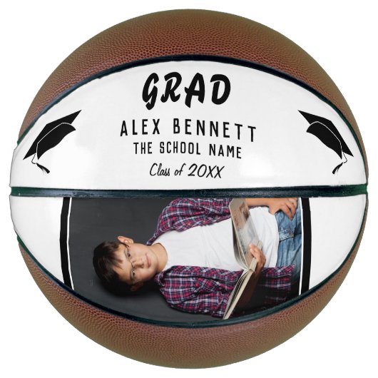 Modern White Afstuderen naam/Afstudeerder Afstuder Basketbal (Voorkant)