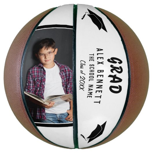 Modern White Afstuderen naam/Afstudeerder Afstuder Basketbal (Verticaal)