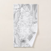 Modern White Agate Silver Abstracte marmer Bad Handdoek (Handdoek)