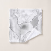 Modern White Agate Silver Abstracte marmer Bad Handdoek (Wasdoekje)