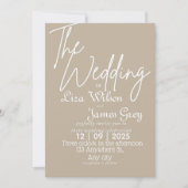 Modern White and beige Simple Wedding  Kaart (Voorkant)