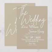 Modern White and beige Simple Wedding  Kaart (Voorkant / Achterkant)