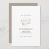 Modern White and Beige Wedding Invitation (Voorkant / Achterkant)