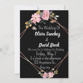 Modern White and Black Simple Wedding  Kaart