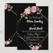 Modern White and Black Simple Wedding Kaart (Voorkant / Achterkant)