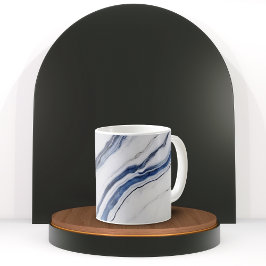 Modern White and Blue Minimalist Marble Koffiemok
