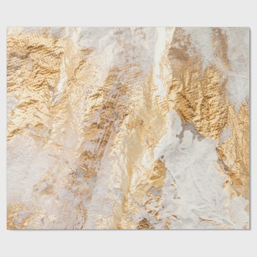 Modern White And Gold Brush Painted Background Tex Cadeaupapier (Vlak)