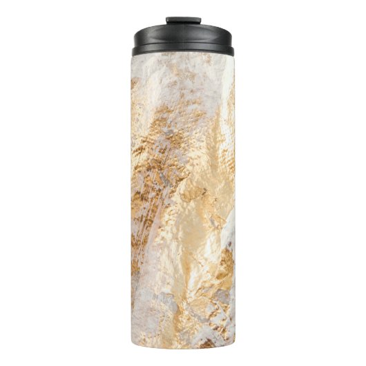 Modern White And Gold Brush Painted Background Tex Thermosbeker (Voorkant)